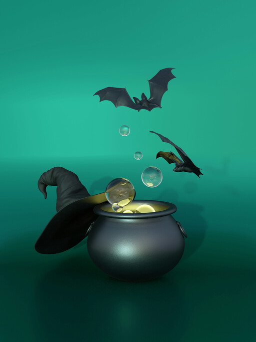 Hand zaubert mit Feder