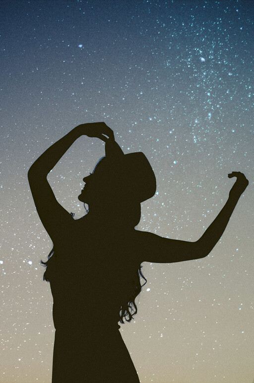 Silhouette einer Frau in Zylinder